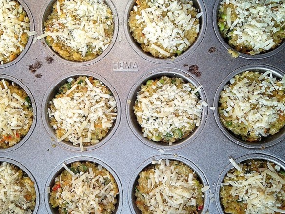 Quinoa bites in a tray